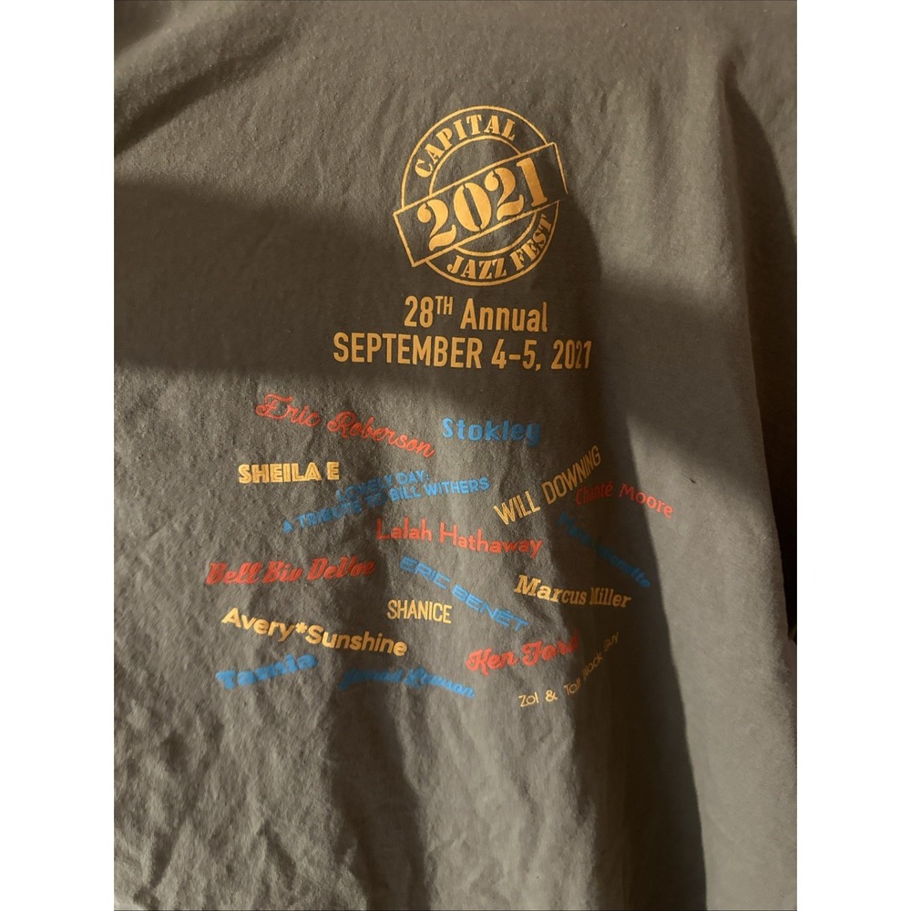 Capital Jazz Fest 2021  Sept 28th Annual T Shirt 2XL Green Gilden Ultra Cotton - Picture 3 of 10